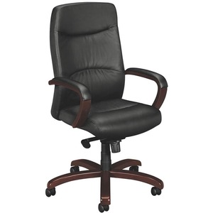 Basyx VL881 Executive High-Back Chair - 25" x 25" x 47" - Leather Mahogany Seat