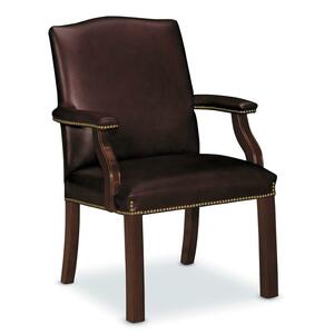 HON Leather Crested Back Guest Chair26" x 28" x 36" - Leather Mahogany Seat