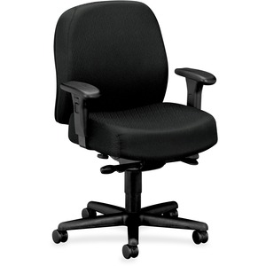 HON Mid-back Task Chair With Adjustable Arms - 32" x 29.5" x 43.5" - Nano-Tex Fabric Black Seat