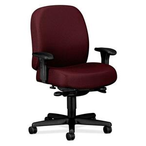 HON Mid-back Task Chair With Adjustable Arms - 32" x 29.5" x 43.5" - Nano-Tex Fabric Red Seat