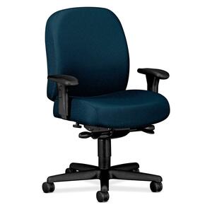 HON Mid-back Task Chair With Adjustable Arms - 32" x 29.5" x 43.5" - Nano-Tex Fabric Marine Blue Seat