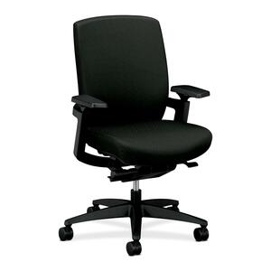 HON F3 Ergonomic Mid-Back Work Chair - 27" x 34" x 42" - Nano-Tex Fabric Black Seat