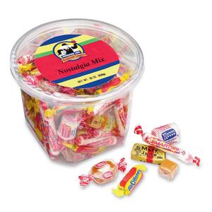 Genuine Joe Nostalgia Mix Old Time Candy - Assorted - Reusable Tub, Individually Wrapped - 30 oz - 1 Each