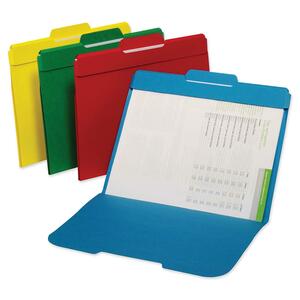 GLOBE-WEIS Secure Top Tab File Folder - Letter - 8.5" x 11" - 1/3 Tab Cut - 60 - 50 / Box - 11pt. - Assorted