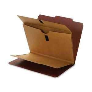 Smead Top Tab Classification Folder - Letter - 8.5" x 11" - 1/3 Tab Cut - 1 Divider - 2" Expansion - 10 / Box - Red