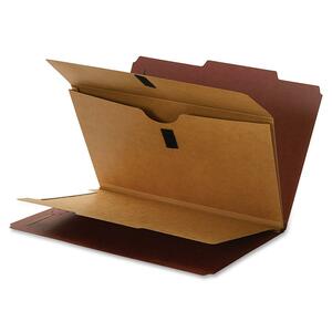 Smead Top Tab Classification Folder - Legal - 8.5" x 14" - 1/3 Tab Cut - 1 Divider - 2" Expansion - 10 / Box - Red