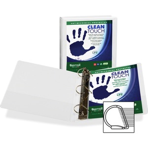Samsill Antimicrobial D-Ring Binder - Letter - 8.5" x 11" - 5" Capacity - 1 Each - White