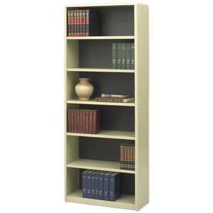 Safco ValueMate Bookcase - 32" x 13.5" x 80" - Steel, Fiberboard - 6 x Shelf(ves) - Sand