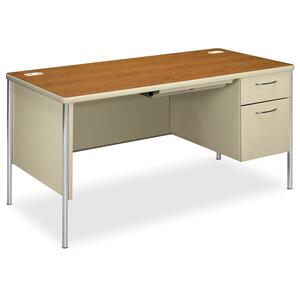 HON - Rectangle - 2 Drawer - 30" x 60" x 29.5" - Steel - Gray Interior, Medium Oak Top