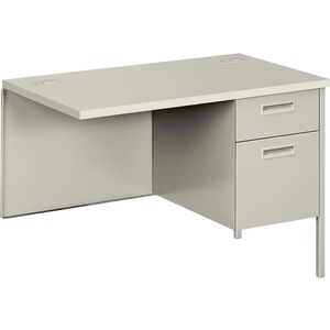 HON Metro Classic Right Pedestal Return - 42" Width x 24" Depth x 29.5" Height - 2 Drawer - Double - Steel - Light Gray