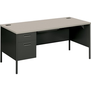 HON Metro Classic P3266LG2S Left Pedestal Desk - 66" Width x 30" Depth x 29.5" Height - Single Pedestal on Left Side - Steel - Charcoal Gray