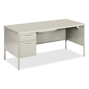 HON Metro Classic Left Pedestal Desk - 66" Width x 30" Depth x 29.5" Height - Single Pedestal on Left Side - Steel - Light Gray