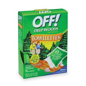 JohnsonDiversey Deep Woods Off Towelette - Insecticide - Towelette - Kills Mosquitoes, Ticks, Flies, Gnats, Chiggers