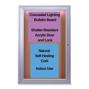 Ghent Indoor Lighted Bulletin Board - 2ft x 3ft - Aluminum Frame - Cork