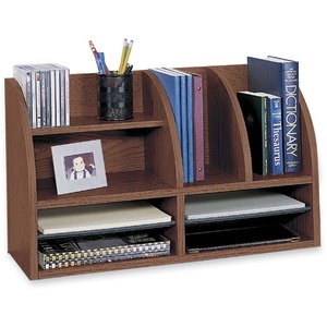 Safco Desktop Organizer - 15.5" x 26" x 9.75" - 8 Compartment(s) - Wood - Mahogany