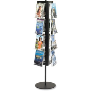 Safco Rotary Literature Display Rack - 65" - 12 Pocket(s) - Aluminum, Acrylic, Steel - Black