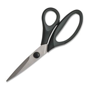 Sparco Cushion Grip Titanium Scissors - 7" Overall Length - Bent - Stainless Steel - Black/Gray