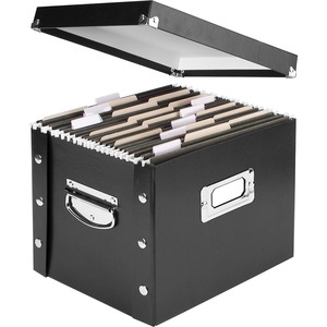 IdeaStream Collapsible Desktop File Box - Letter - Fiberboard, Steel - Black
