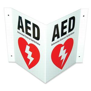 Defibtech 3-way Wall Sign - "AED" Preprinted - 10" x 8" - Assorted