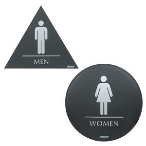 U.S. Stamp & Sign Century Title 24 Restroom Sign - "Men" Preprinted, "Women" Preprinted - Plastic - Black