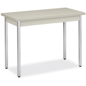 HON High-pressure Laminate Utility Table - Rectangle - 20" x 40" x 29" - Chrome, Metal, PVC, Steel - Light Gray