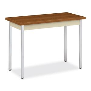 HON High-pressure Laminate Utility Table - Rectangle - 20" x 40" x 29" - Chrome, Metal, PVC, Steel - Medium Oak Top, Putty Top