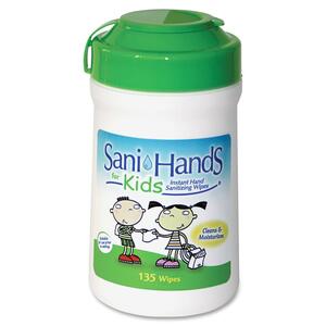 Unimed-Midwest Sani-Hands Kids Gel Wipe - Cleaning Wipe - 135 Wipe - White, Green