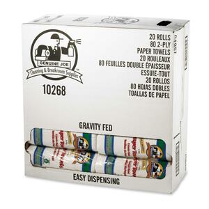 Genuine Joe Household Roll Paper Towel - Paper Towel - 2 Ply - 80 sheets/roll - White