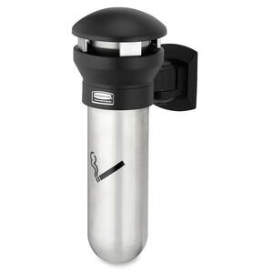 Rubbermaid Infinity Wall Smoking Receptacle - 0.6gal Capacity - Round - Metal - Black
