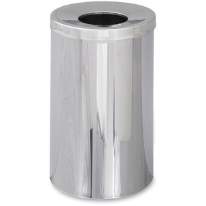 Safco Reflections Open Top Receptacle - 35gal Capacity - Round - 8.5" Opening Diameter - 29" Height x 18.5" Width - Chrome