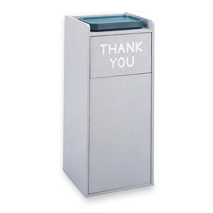 Safco Wood Tray Top Receptacle - 36gal Capacity - Square - 44" Height x 19" Width x 19.25" Depth - Wood - Gray