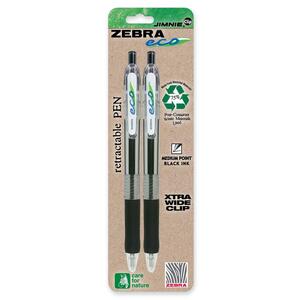 Zebra Pen Jimnie Clip Retractable Ballpoint Pen - 1 mm Pen Point Size - Black Ink - Clear Barrel