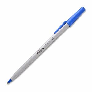 Integra Ballpoint Stick Pen - Blue Ink - Light Gray Barrel - 1 Dozen