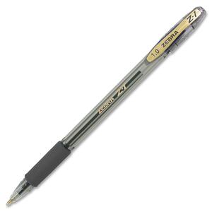 Zebra Pen Z-1 Nonrefillable Ballpoint Pen - 1 mm Pen Point Size - Black Ink - Black Barrel - 1 Dozen