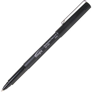 Integra Smooth Writing Roller Ball Pen - 0.5 mm Pen Point Size - Black Ink - Black Barrel - 1 Dozen
