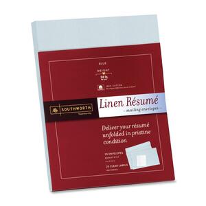 Southworth Linen Resume Mailing Envelope - 9" x 12" - Cotton - 25 / Box - Blue