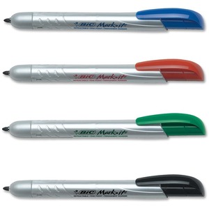 BIC America Mark-it Retractable Permanent Marker - Point Marker Point Style - Assorted Ink - 4 / Set
