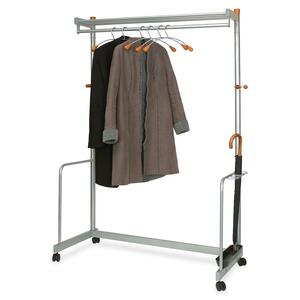 Alba Two-Shelf Coat Rack - 6, 6 Hanger, Hook - Chrome