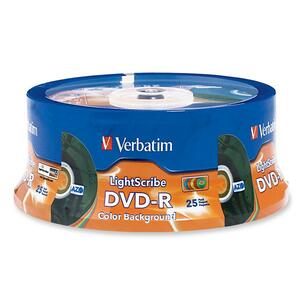 Verbatim LightScribe 16x DVD-R Media - 4.7GB - 120mm Standard - 25 Pack Spindle
