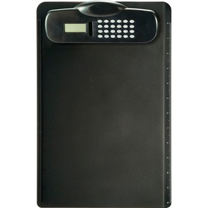 OIC Plastic Clipboard With Calculator - 9" x 13.75" - Plastic - Black
