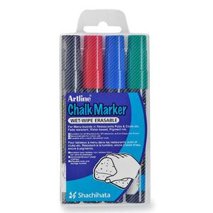 Shachihata Chalk Marker - Bullet Marker Point Style - 2 mm Marker Point Size - Black Ink, Red Ink, Blue Ink, Green Ink - 4 / Pack