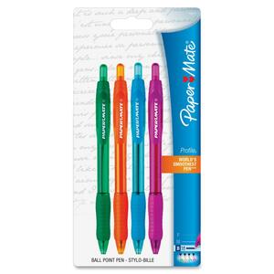 Paper Mate Profile Ballpoint Pen - 1.4 mm Pen Point Size - Magenta Ink, Orange Ink, Green Ink, Turquoise Ink - 4 / Pack