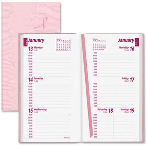 Brownline 12-Month Weekly Pocket Planner - Weekly, Daily - 3.06" x 6" - January till December - 9:00 AM to 5:00 PM - 1 Week Per 2 Page(s) - Pink