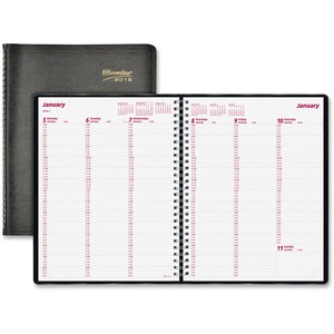 Brownline 12 Month Weekly Appointment Book - Monthly, Weekly - 8.5" x 11" - January till December - 7:00 AM to 8:45 PM, 7:00 AM to 5:45 PM - 1 Week Per 2 Page(s) - Black