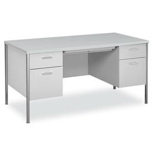 HON Executive Double Pedestal Desk - Rectangle - 30" x 60" x 29.5" - Steel - Light Gray