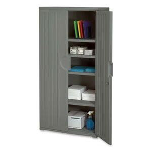 Iceberg Officeworks Storage Cabinet - 36" x 22" x 72" - Polyethylene - 4 x Shelf(ves) - Dent-proof, Scratch-resistant, Chemical Resistant, Security Lock - Charcoal