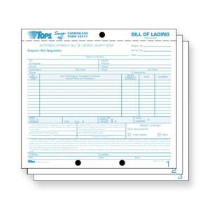 Tops Snap-off Bill of Lading Form - 3 Part - Carbonless - 7.37" x 8.5" Form Size - 50 / Pack