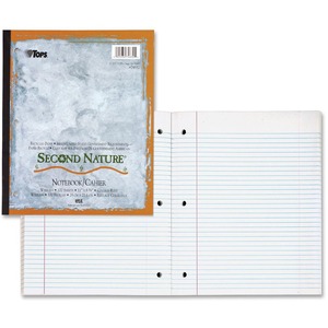 Tops Second Nature Wireless Notebook - 100 Sheet(s) - College Ruled - 11" x 9" - White