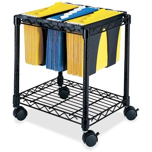 Safco Wire File Cart - 4 - Steel - 14.5" x 17.75" x 19.5" - Black