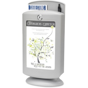 Safco Customizable Suggestion Box with Lock - 25 x Card - External Dimensions 14.5" Height x 7" Width x 5" Depth - Plastic - Light Gray